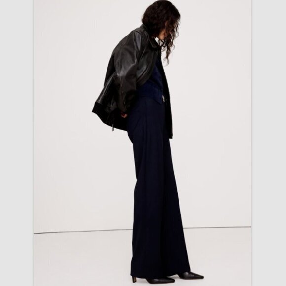 Banana Republic Siena Straight Navy Blue Italian Wool Pants 4 LONG RT$170 NWT - Picture 2 of 12